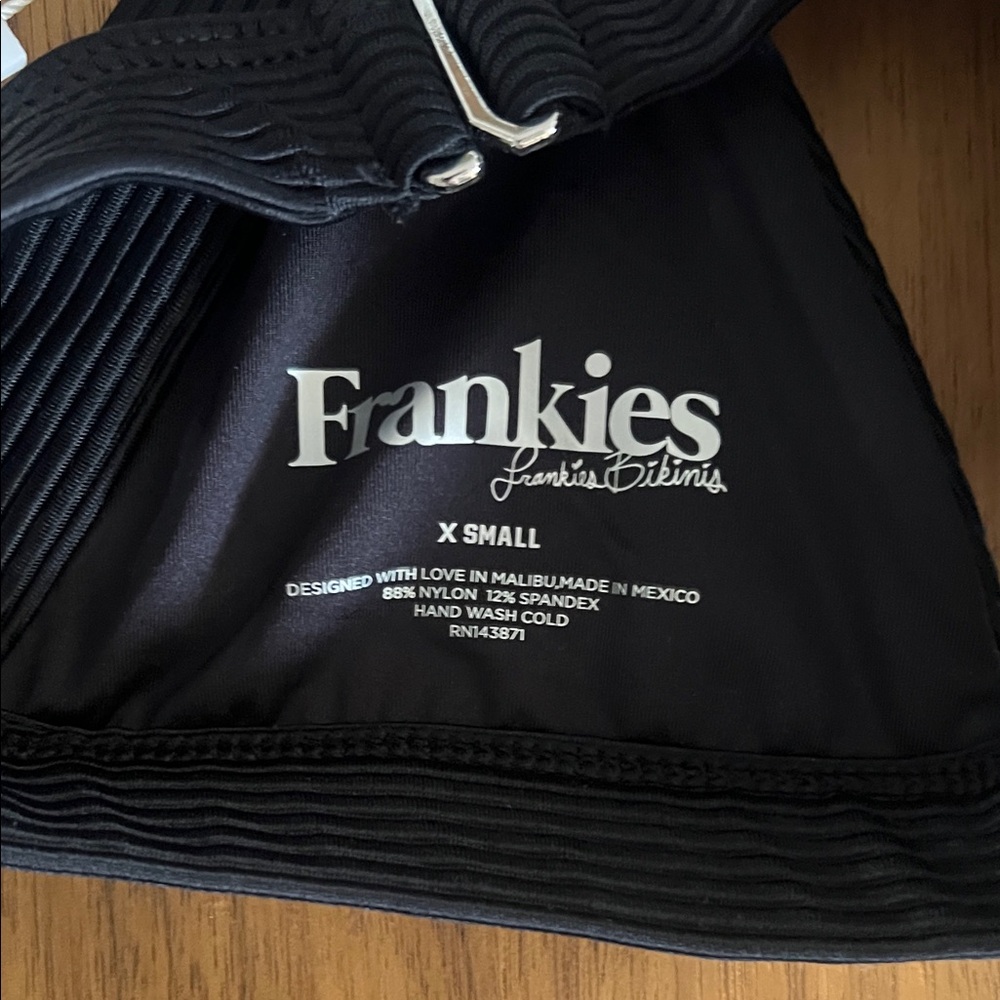 Frankie's Bikinis Black Ribbed Triangle Bikini Set - Picture 6 of 7